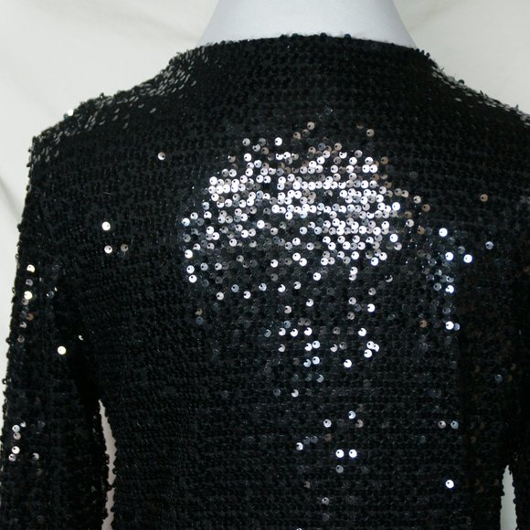 Loila Sequin Covered Open Front Cardigan Women's Small Lined Long Sleeve Evening - Picture 8 of 15